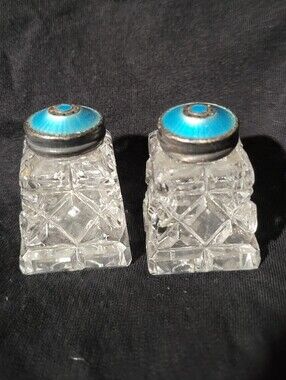David Andersen Enamel Salt & Pepper Shakers Sterling Norway